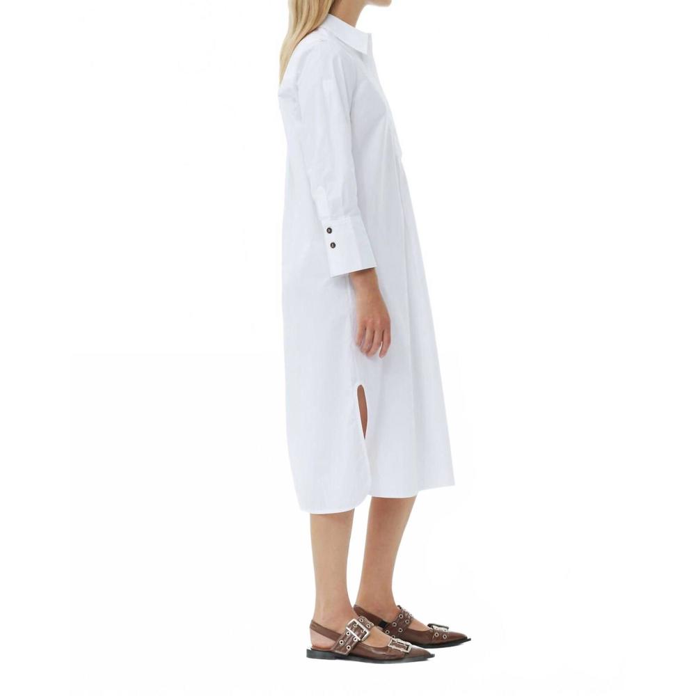 NEW GANNI cotton poplin oversized shirt dress in bright white - Picture 2 of 6